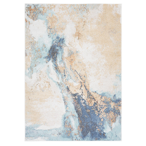 Orren Ellis Styreman Abstract Blue/Beige Area Rug Wayfair